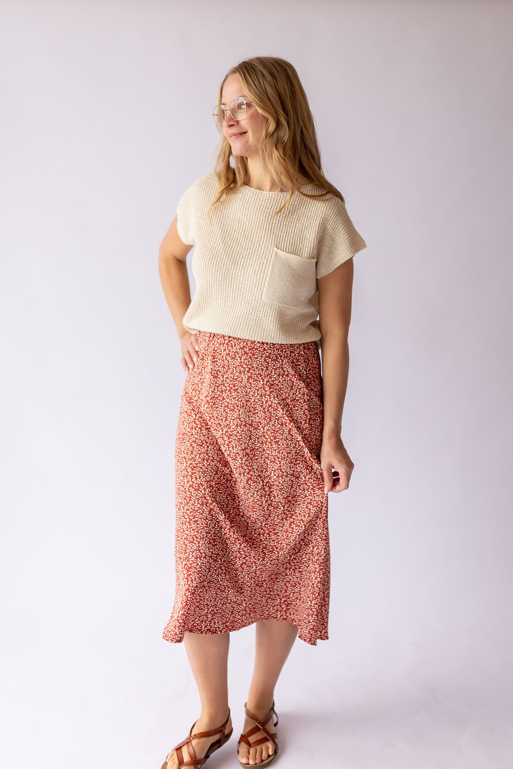 Hailey Midi Skirt -Orange