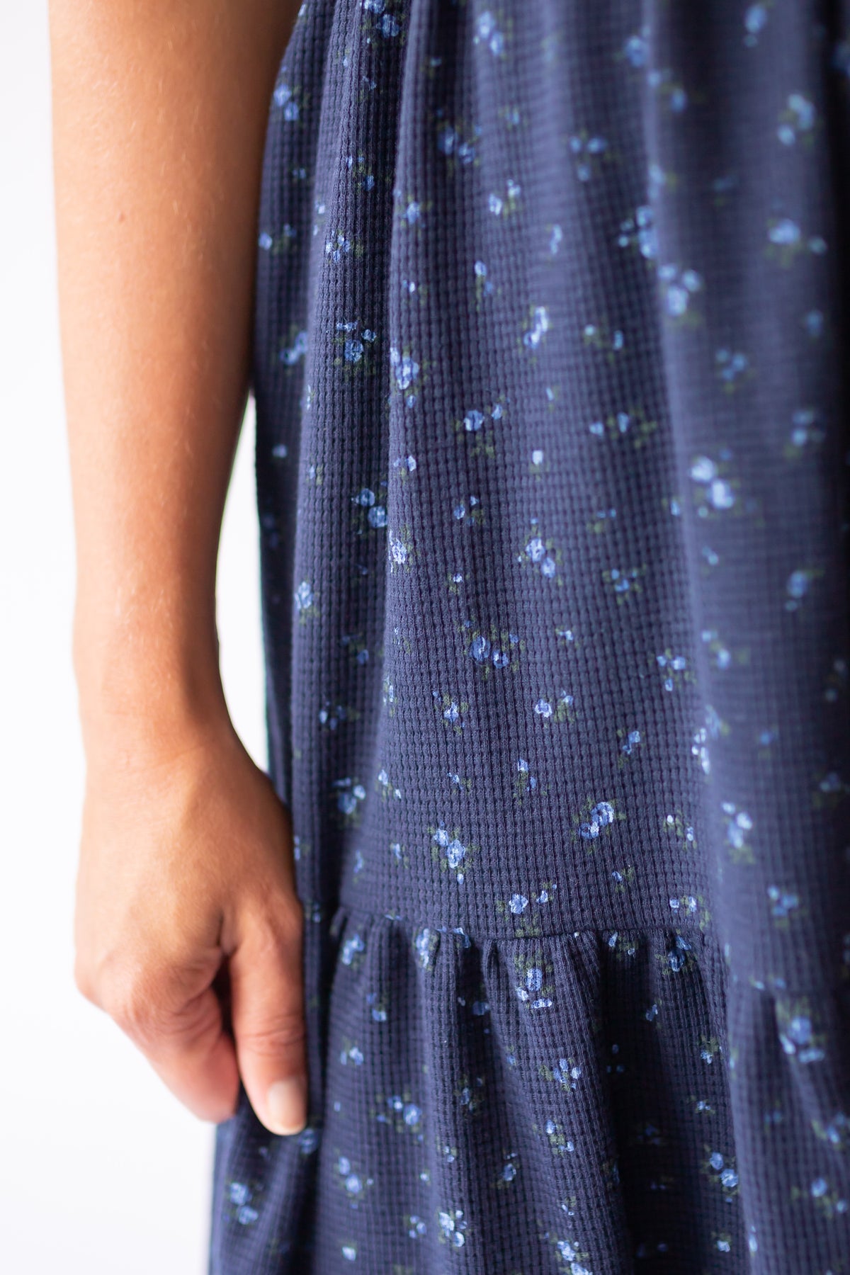 Penelope Smocked Midi Dress -Navy