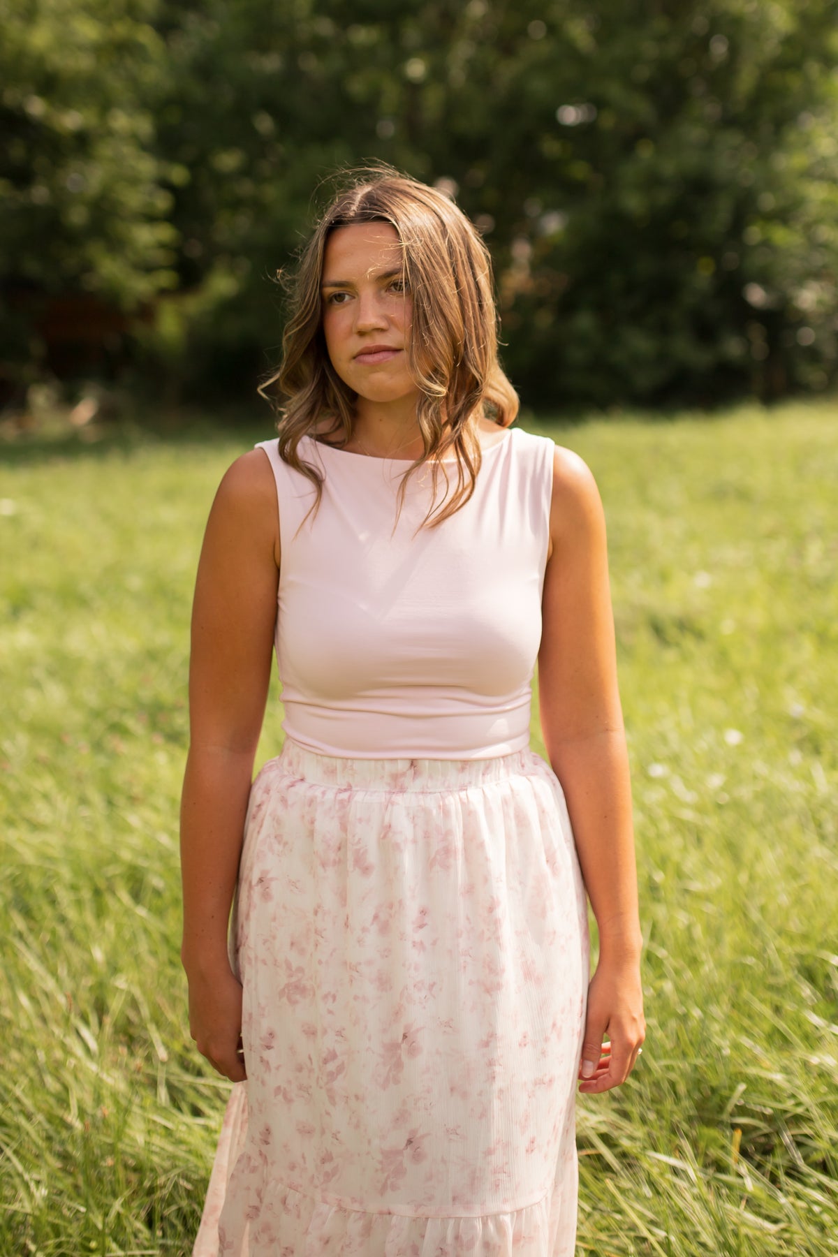 Lynn Floral Tiered Maxi Skirt -Pink