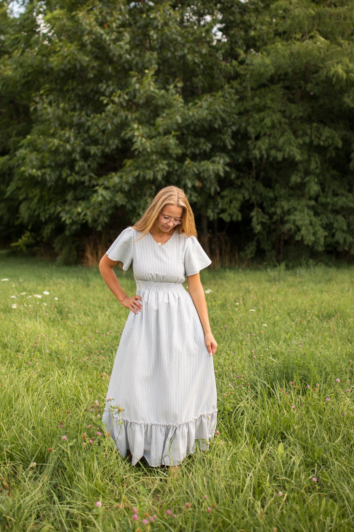 Isabella Striped Maxi Dress -Blue