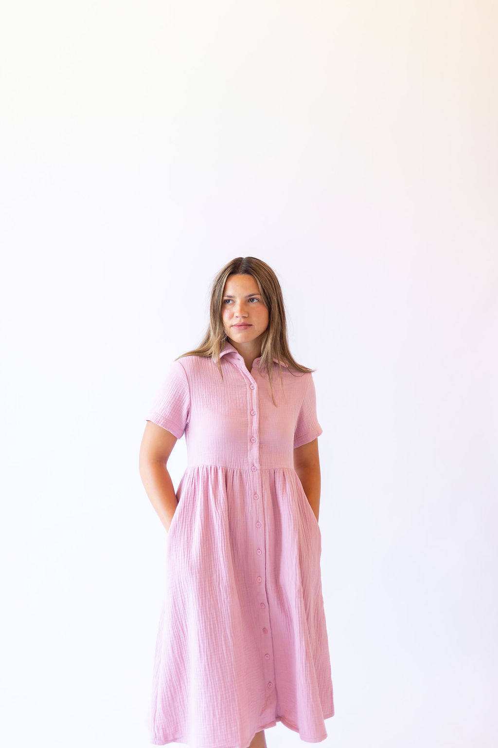 Lisa Cotton Gauze Dress -Light Pink
