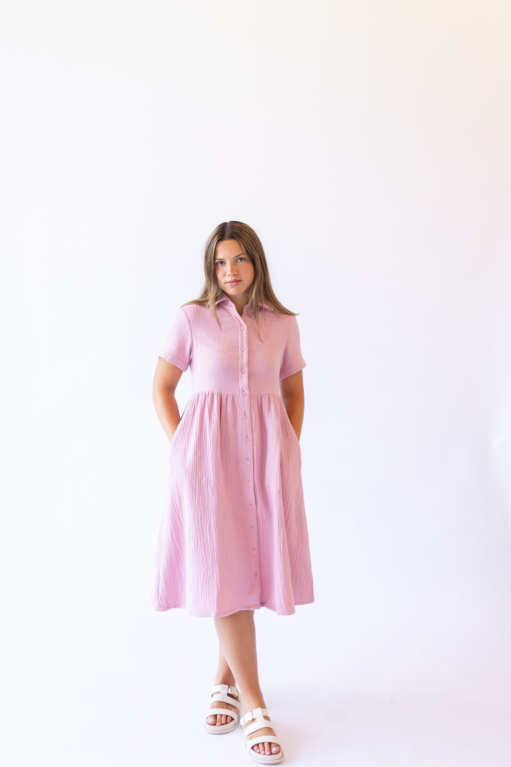 Lisa Cotton Gauze Dress -Light Pink