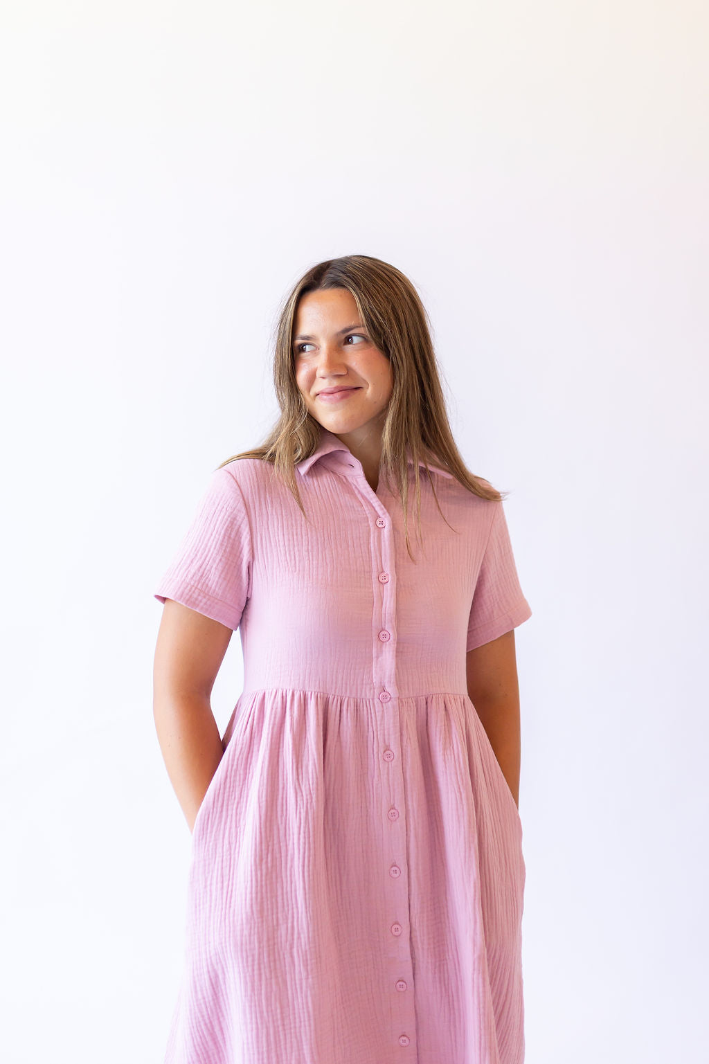 Lisa Cotton Gauze Dress -Light Pink
