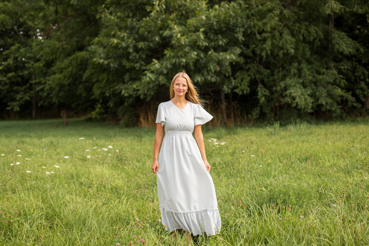 Isabella Striped Maxi Dress -Blue
