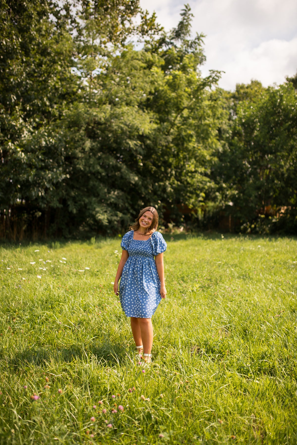 Kimberly Dress in Dusty Blue Bloomline