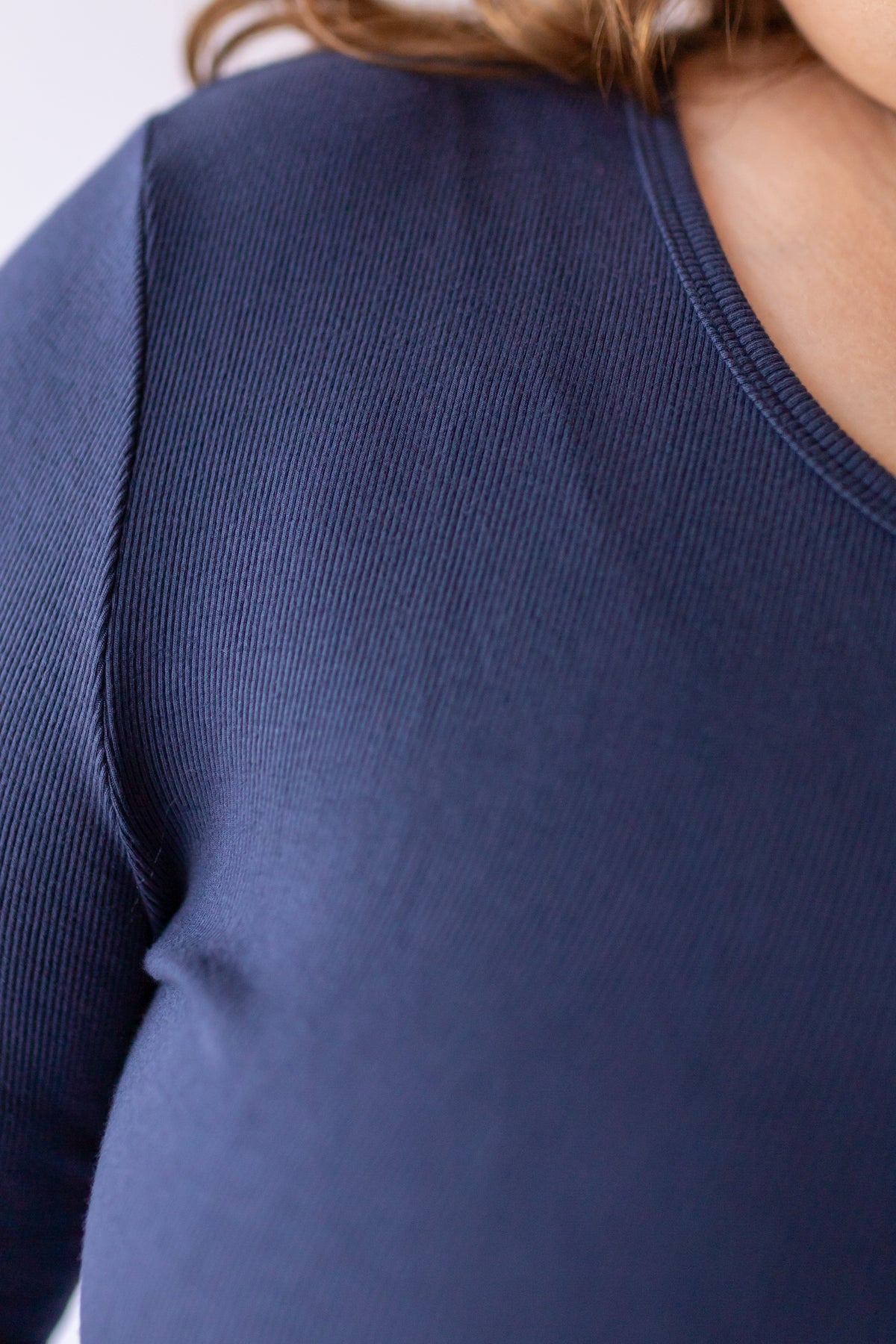 Ribbed Navy Long Sleeve -Plus