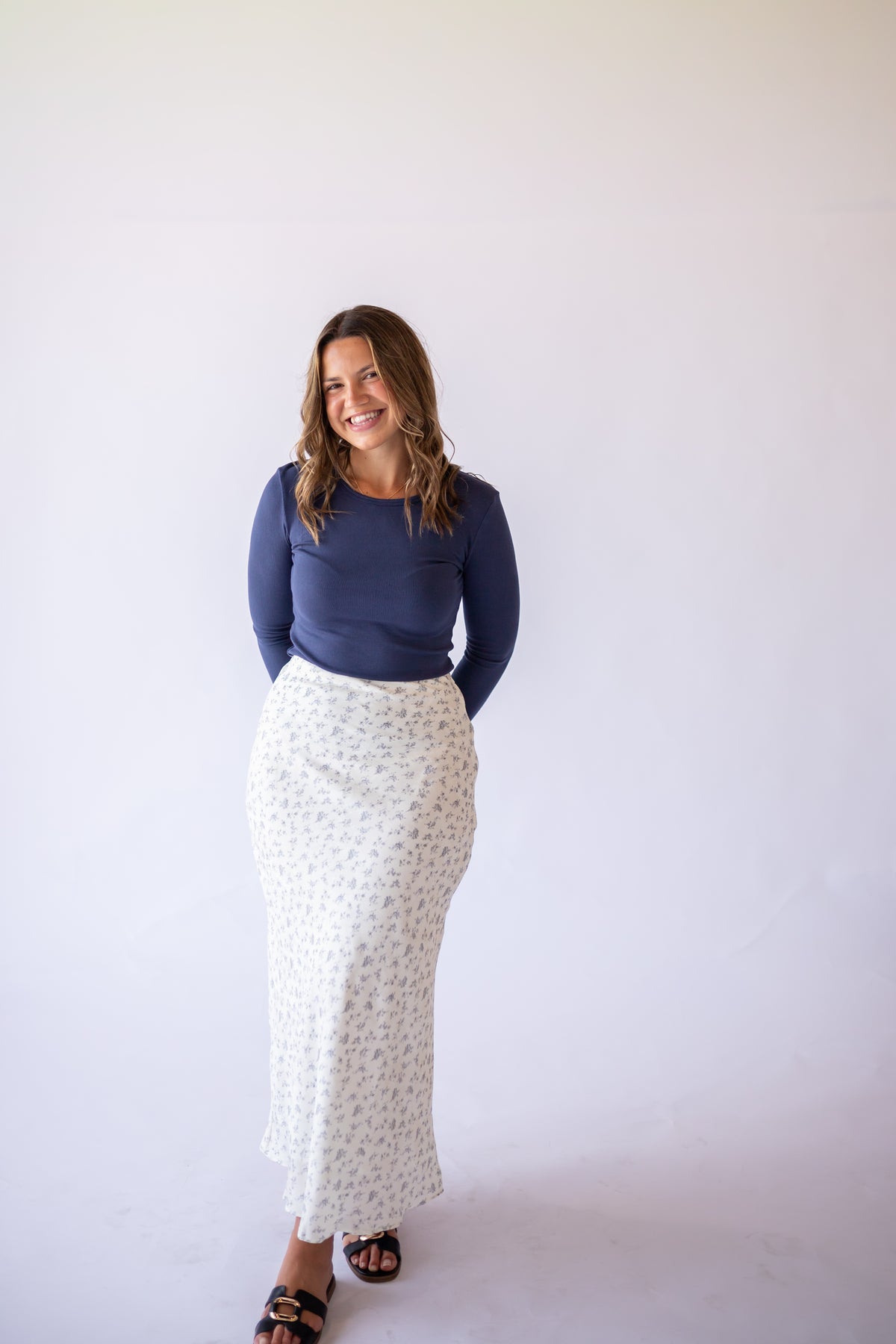 Ribbed Long Sleeve -Navy
