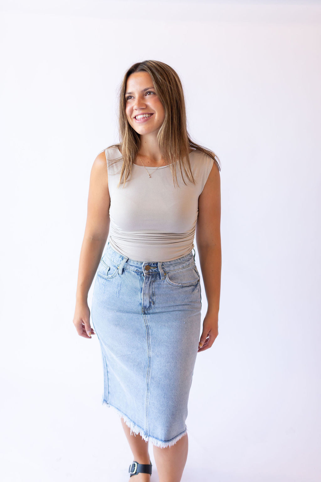 Rouched Tank Top -Oatmeal