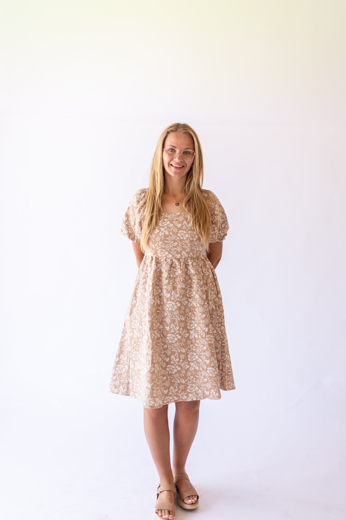 Michelle Knee Length Dress -Brown