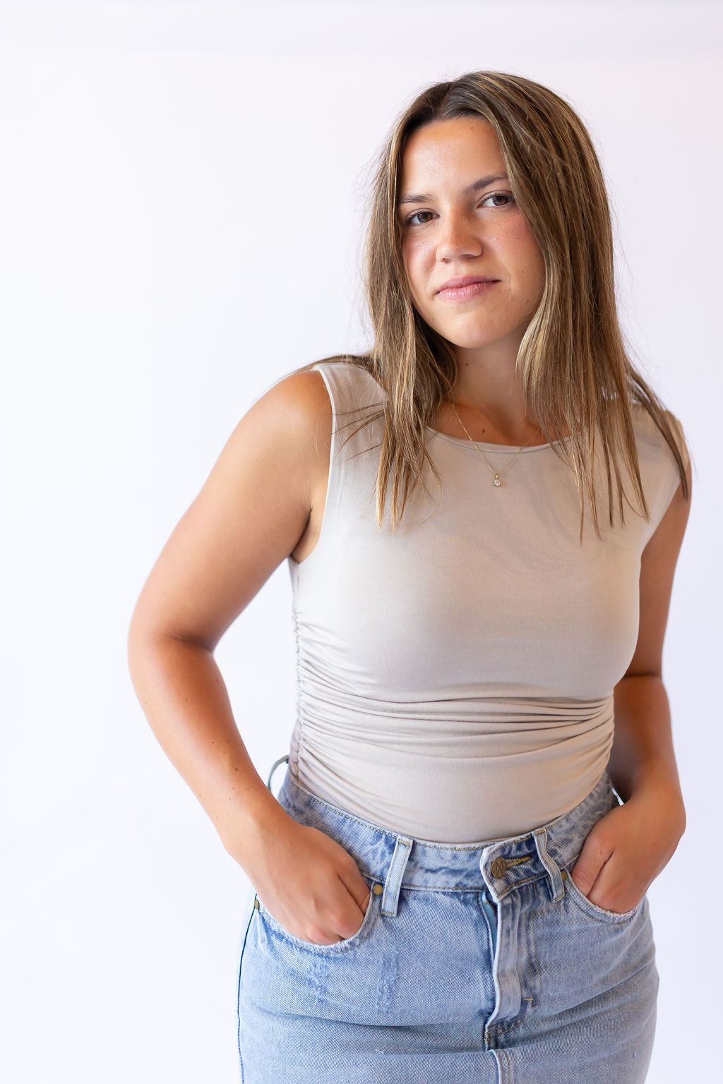 Rouched Tank Top -Oatmeal