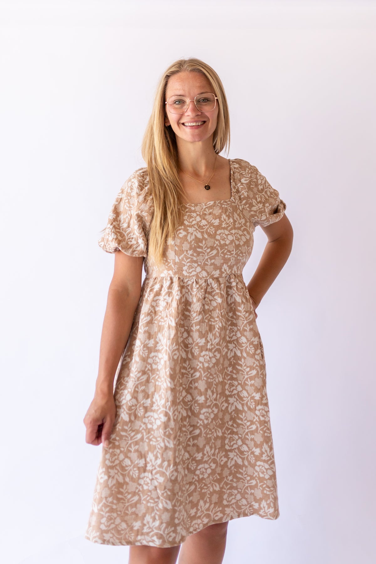 Michelle Knee Length Dress -Brown