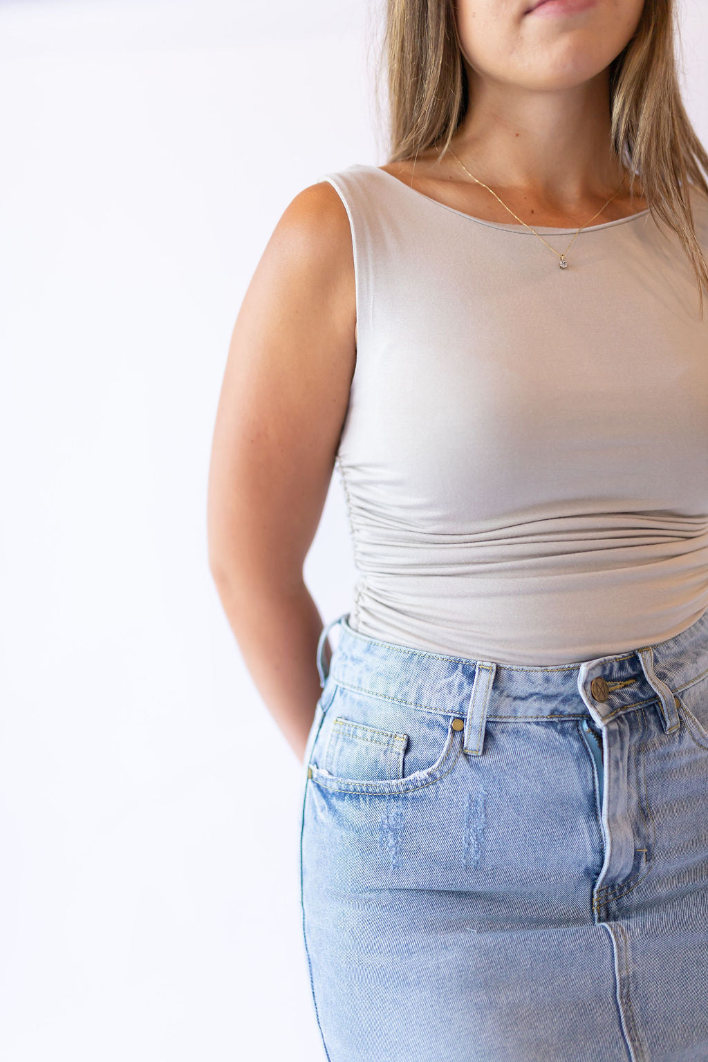 Rouched Tank Top -Oatmeal
