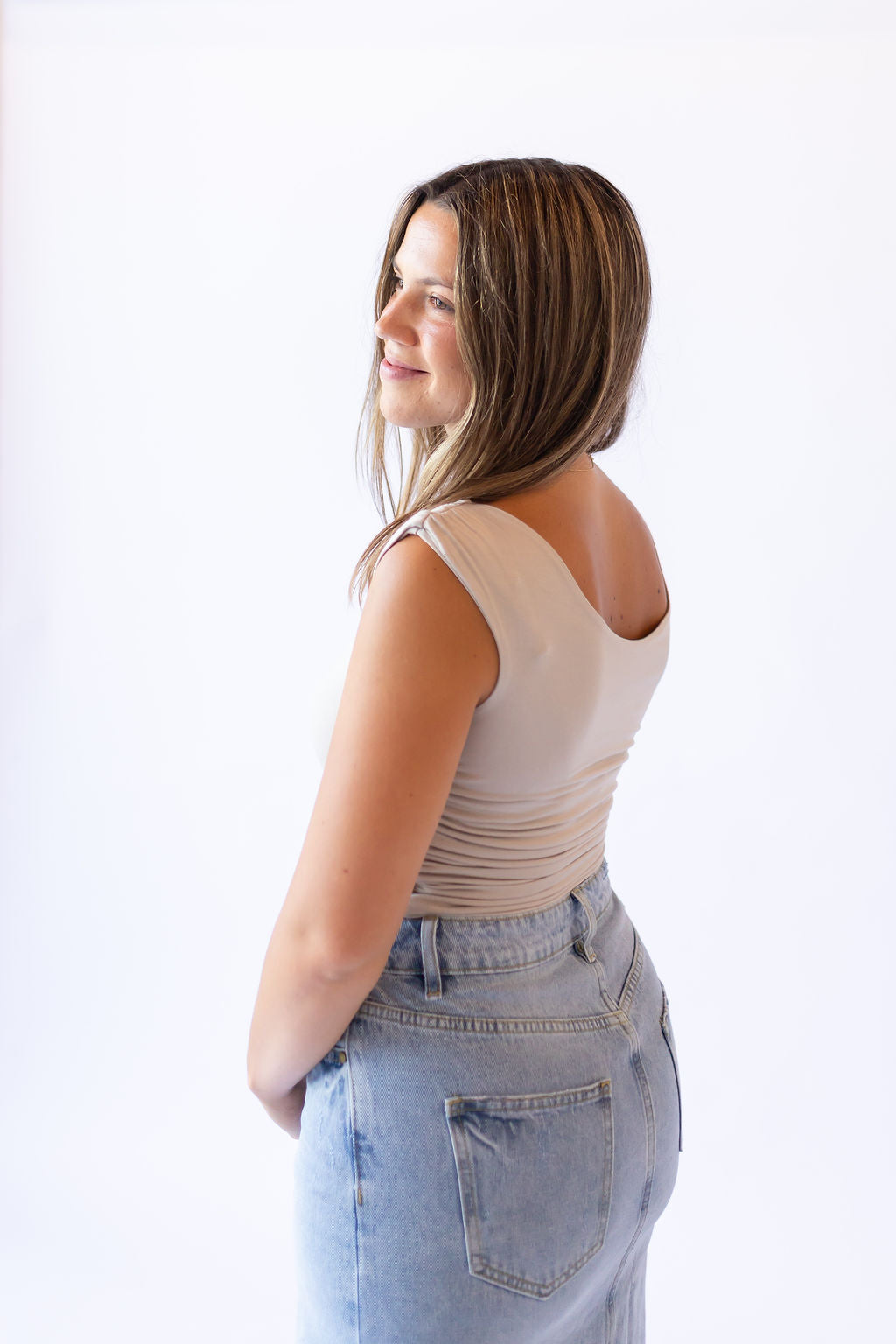 Rouched Tank Top -Oatmeal