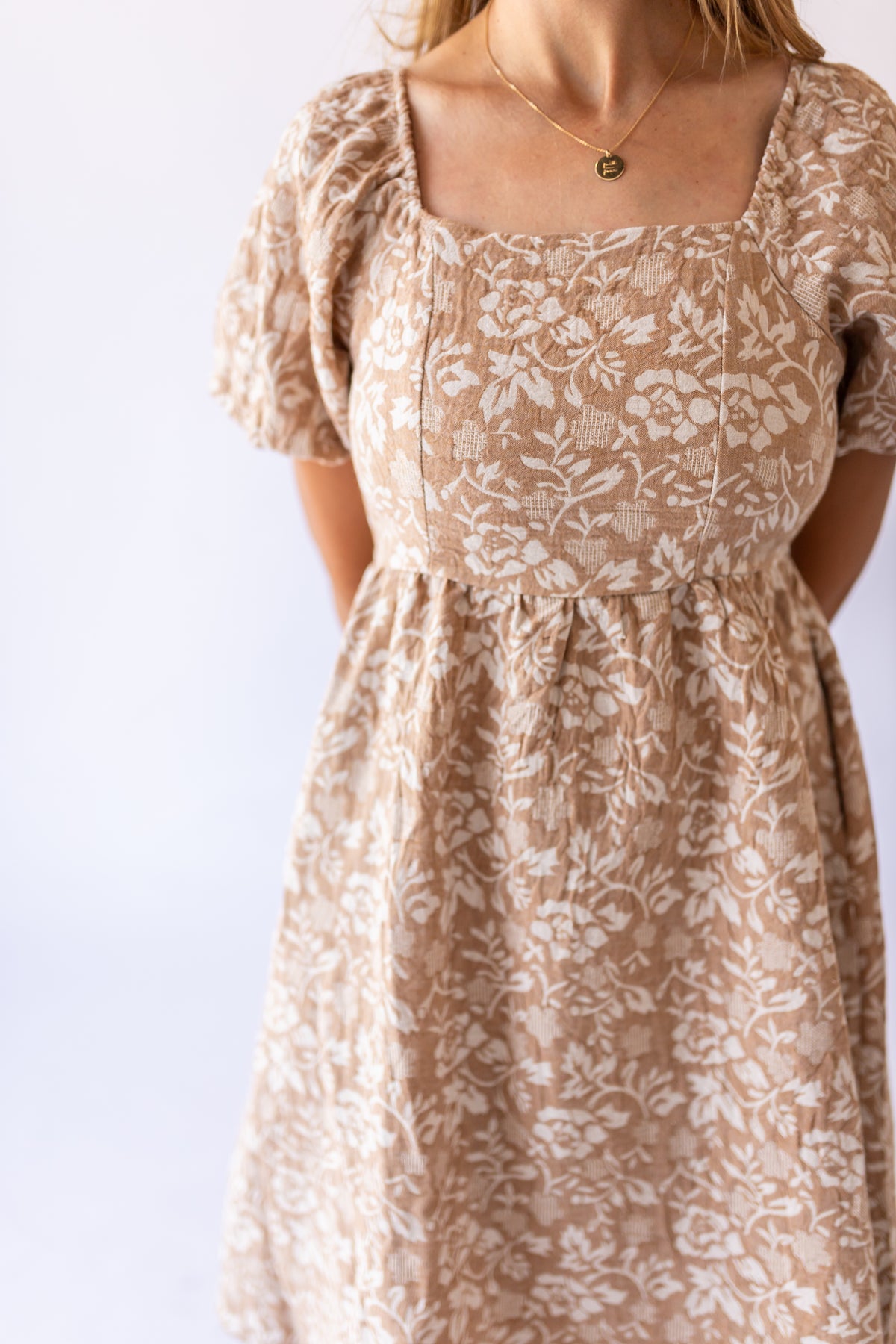 Michelle Knee Length Dress -Brown