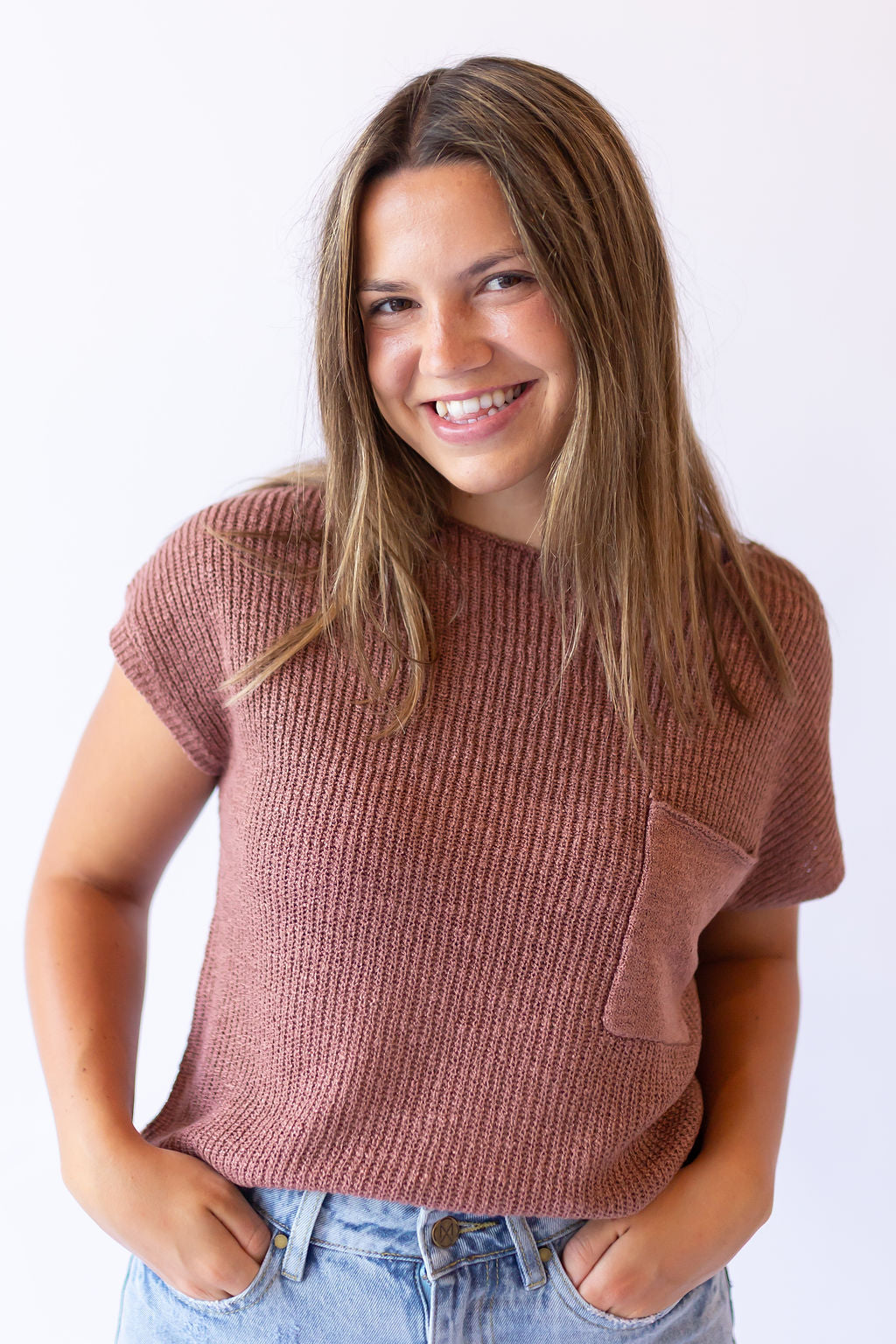 Kellyn Boxy Knit Top -Brown