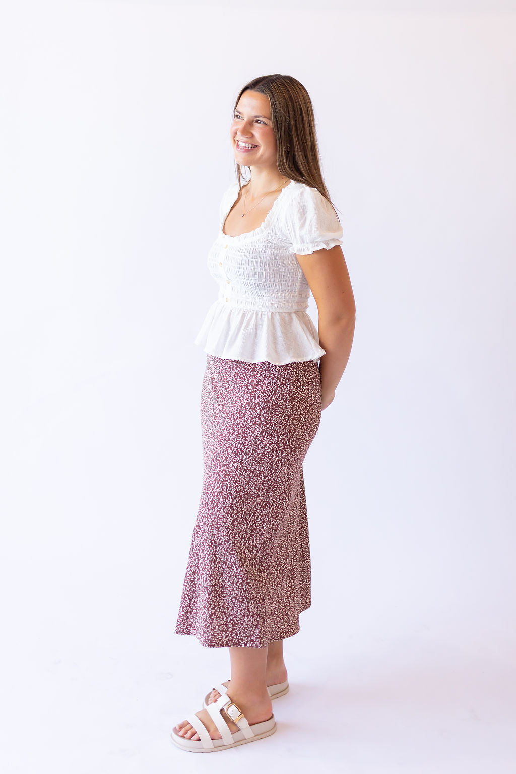 Hailey Midi Skirt -Brown