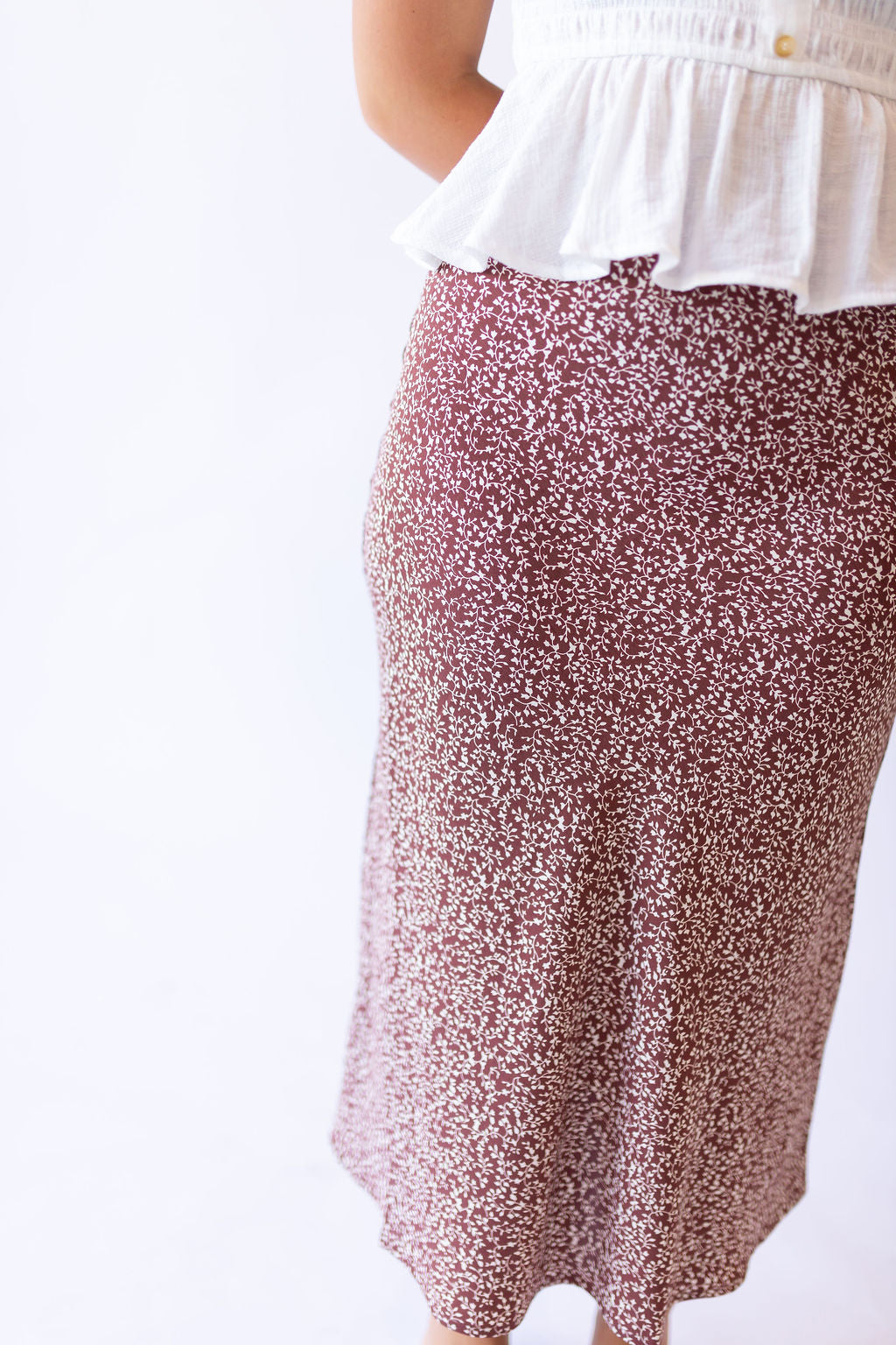 Hailey Midi Skirt -Brown