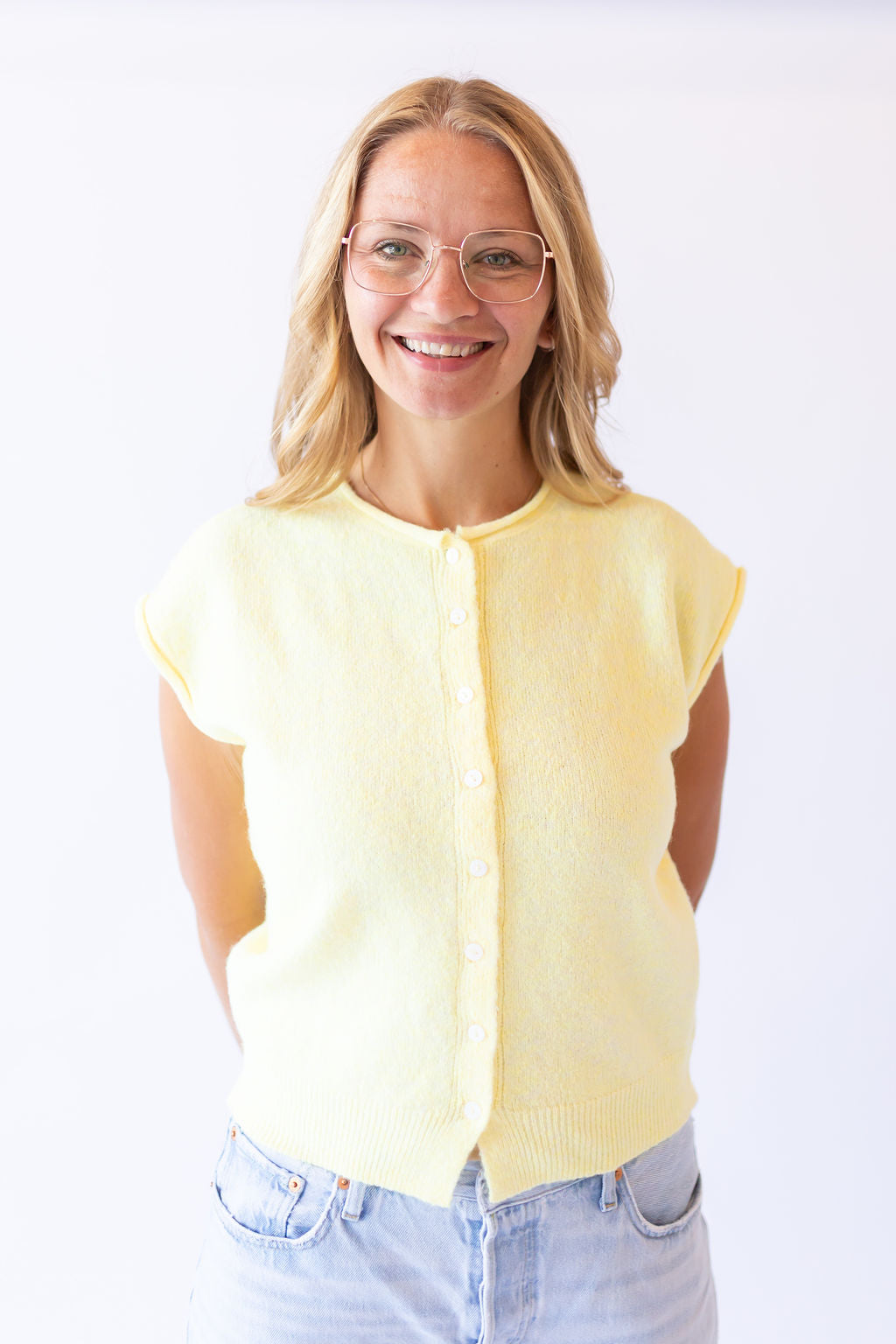 Sunny Sleeveless Sweater Top -Yellow