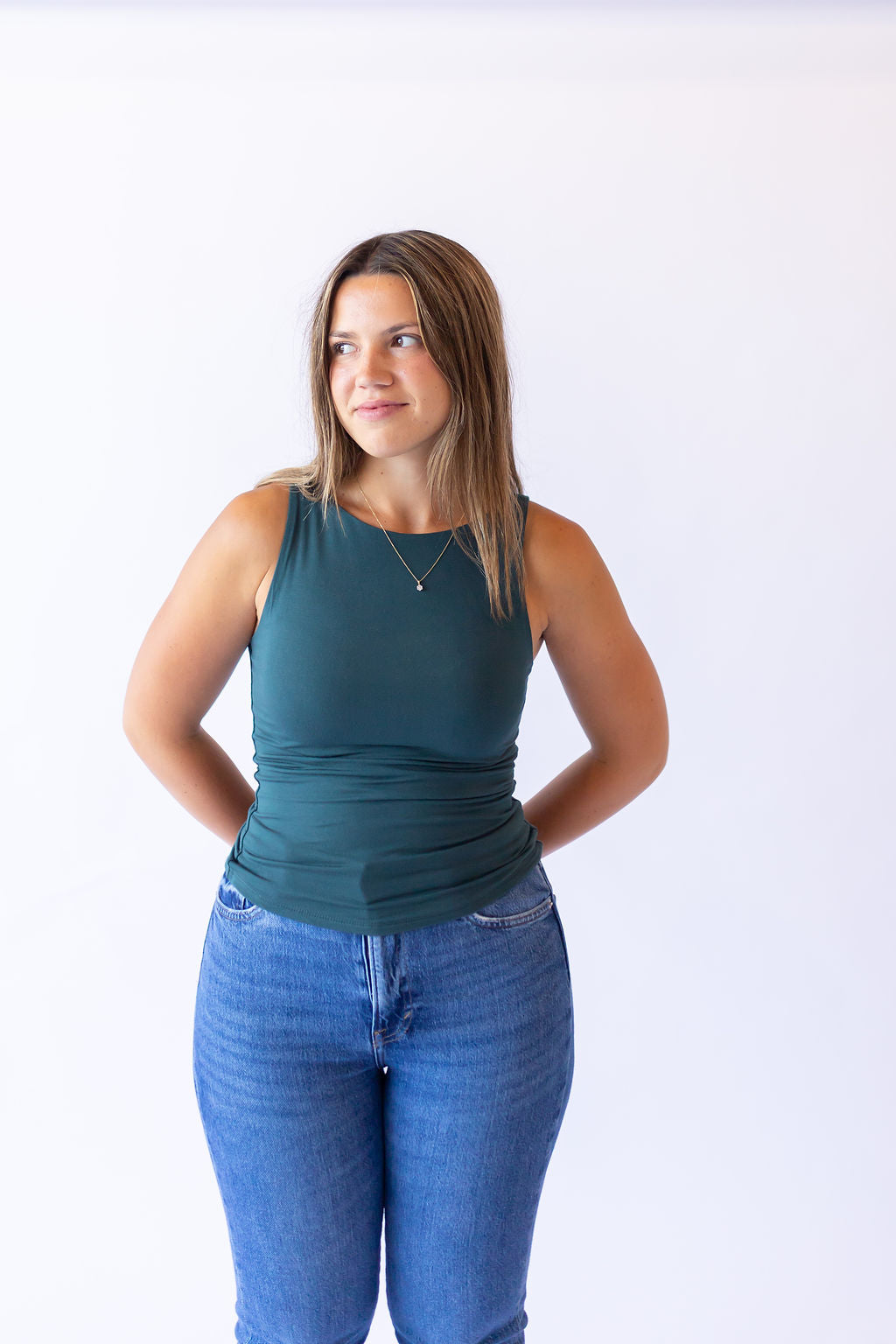 Boat Neck Tank - Teal Green