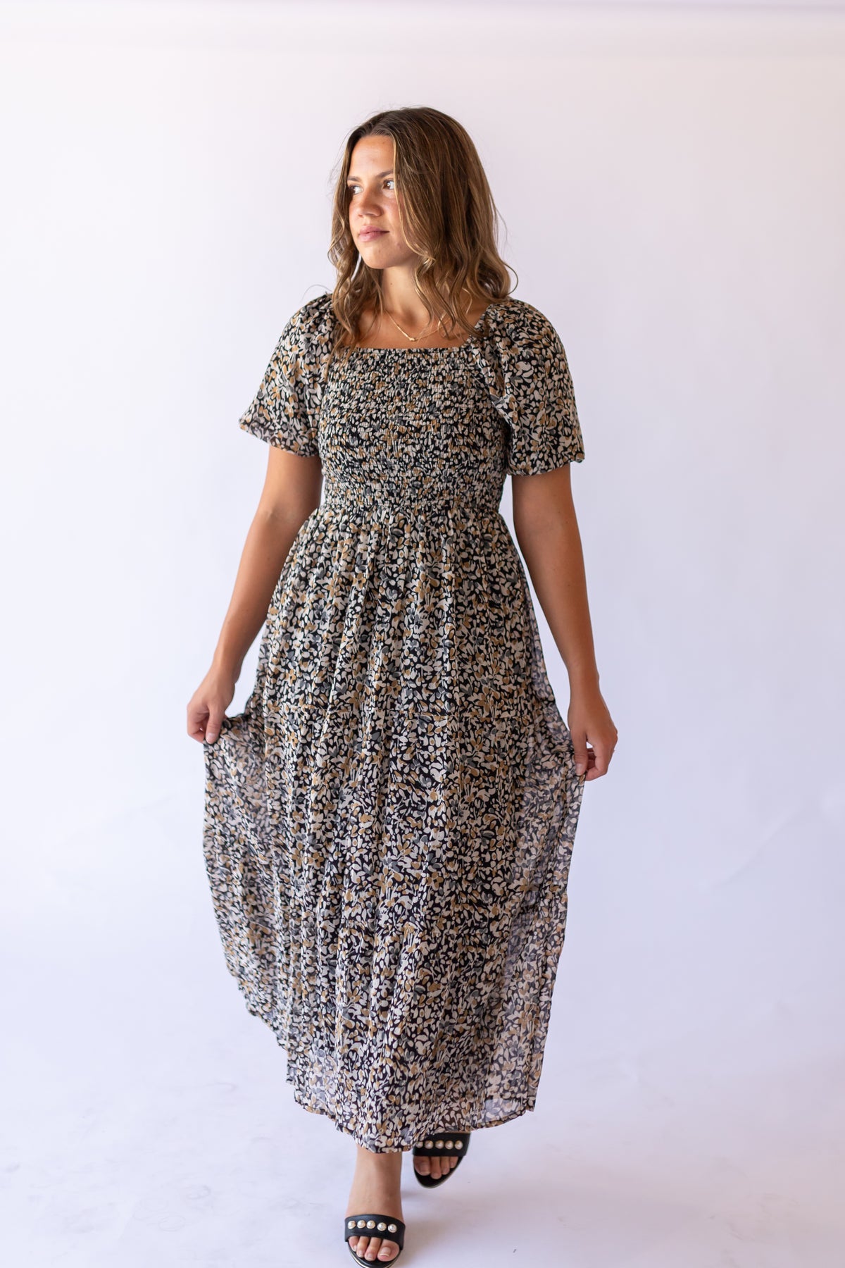 Indigo Dress in Mossy Pebbles -Plus