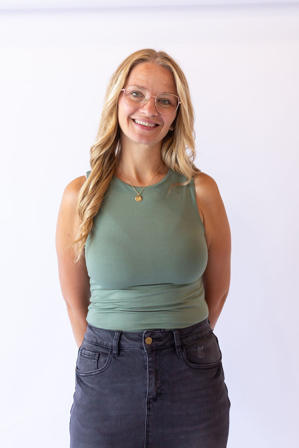 Double Lined Tank Top -Olive