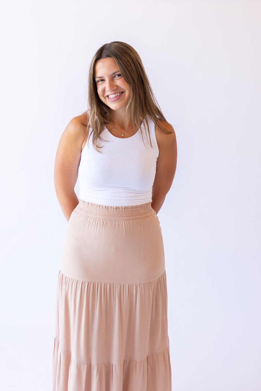 Talissa Tiered Maxi Skirt -Tan