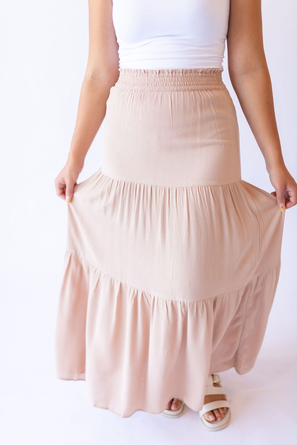 Talissa Tiered Maxi Skirt -Tan