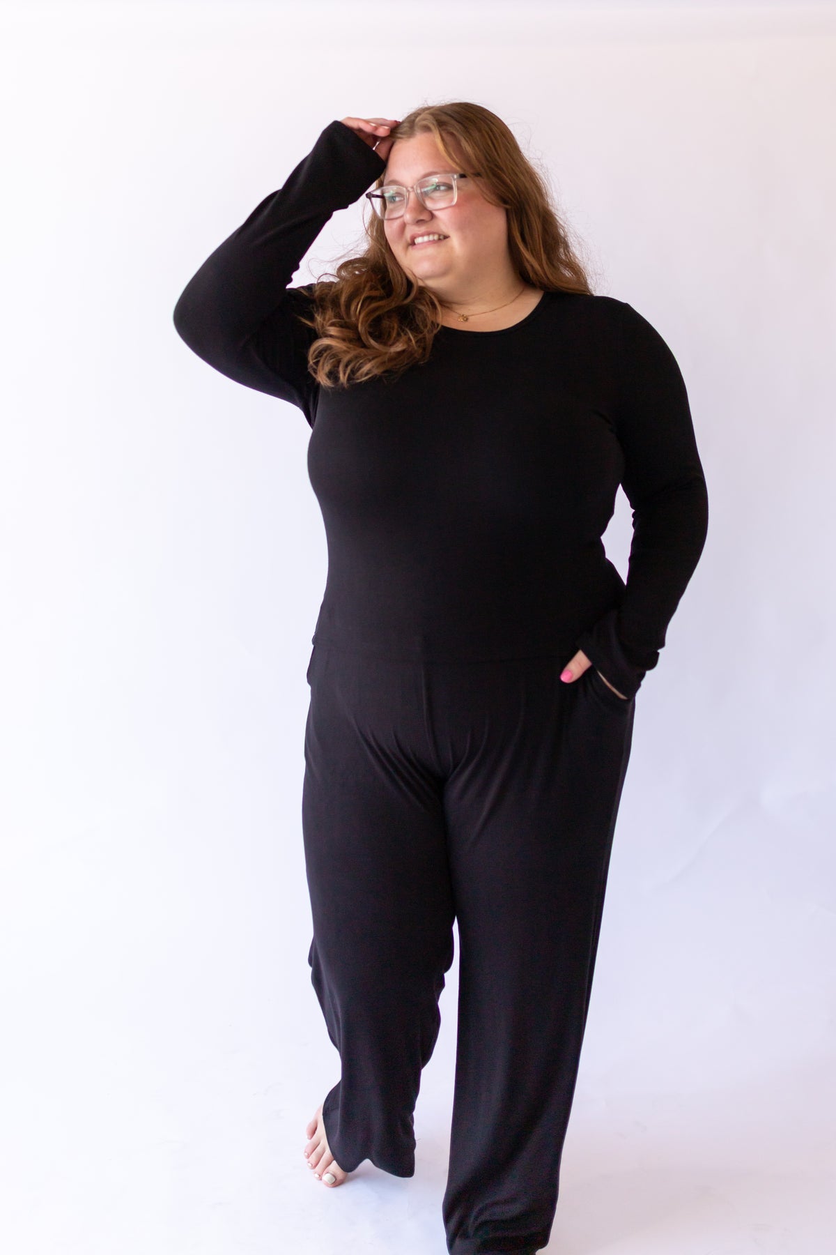 Ribbed Wide Leg Pants -Plus