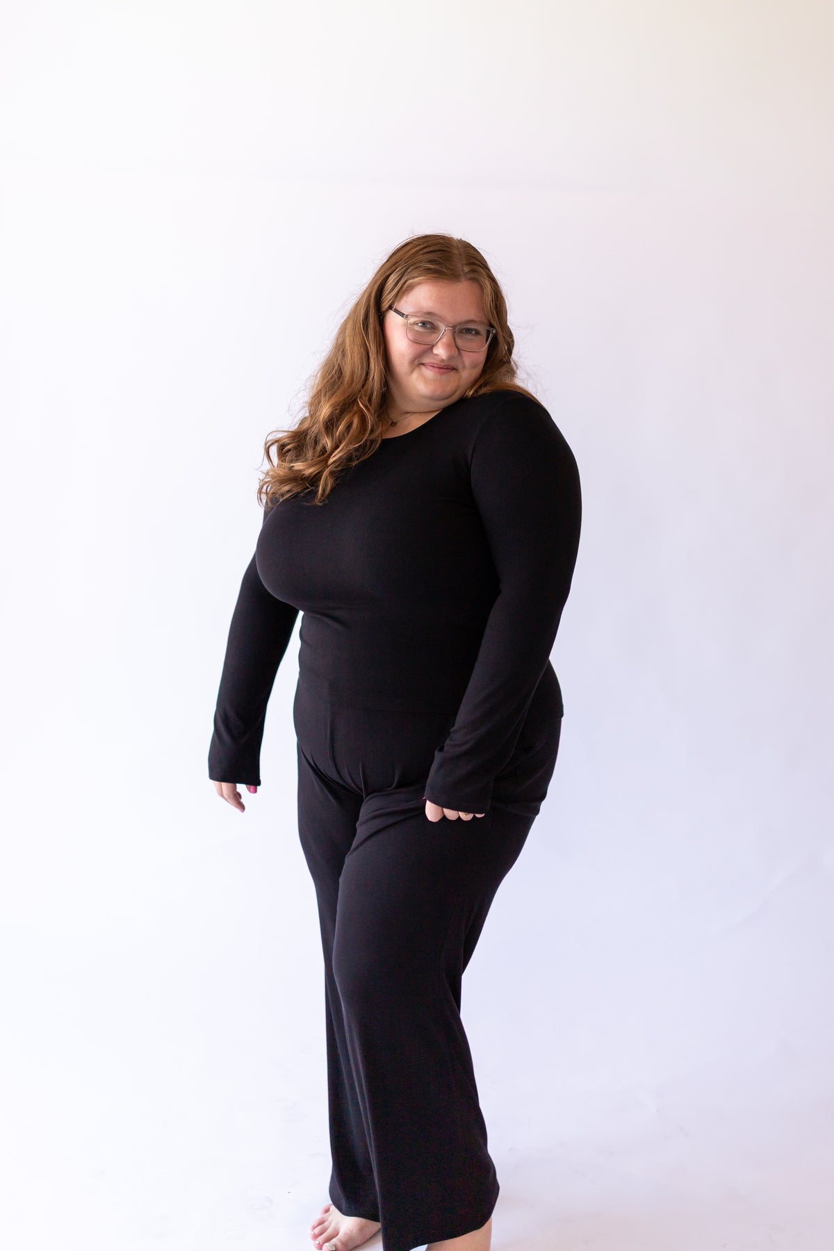 Ribbed Black Long Sleeve -Plus