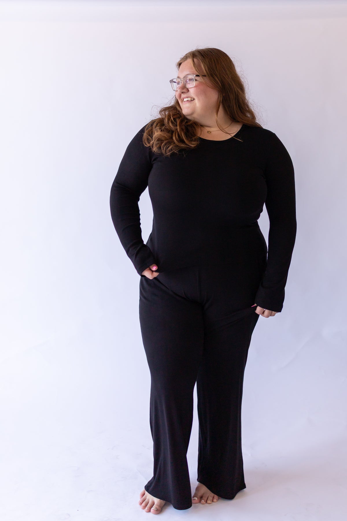 Ribbed Black Long Sleeve -Plus
