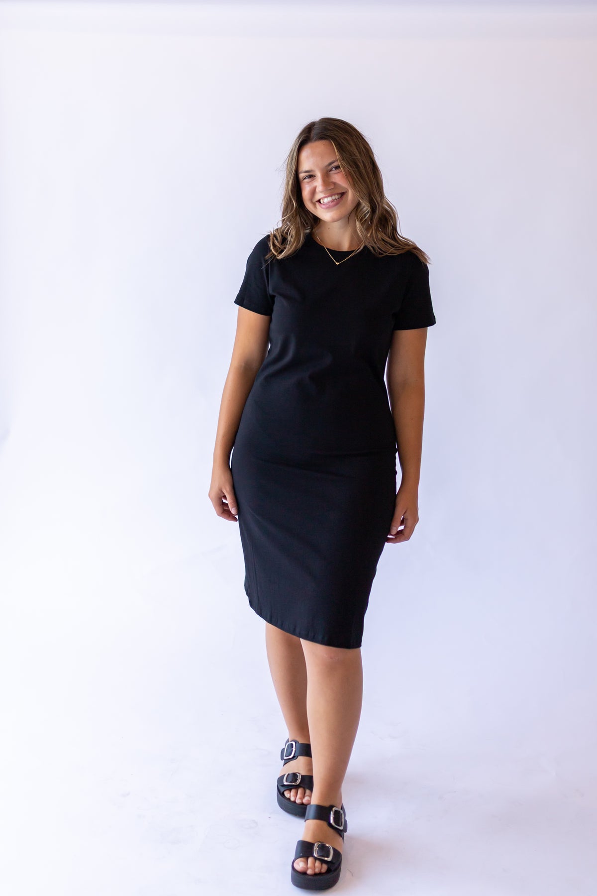 Syd T-Shirt Midi Dress -Black