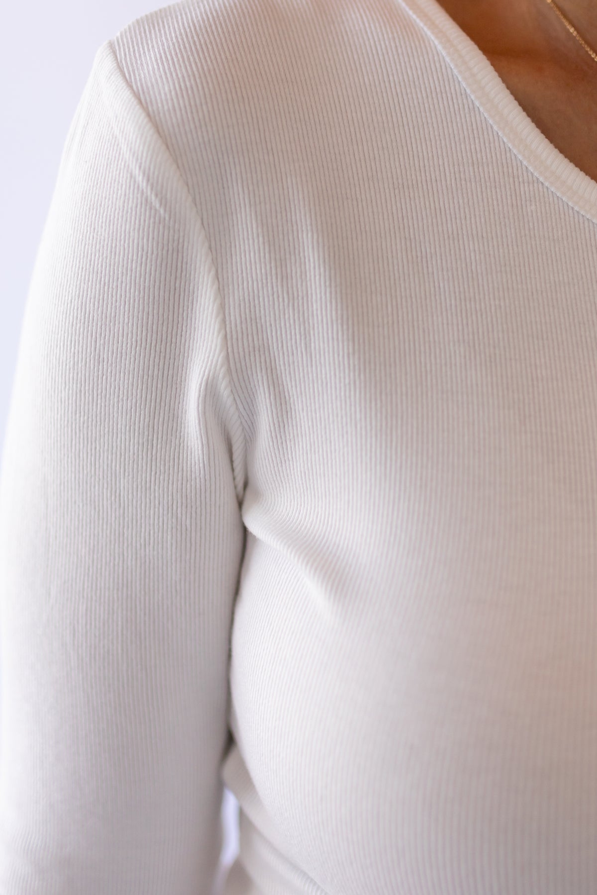Ribbed Long Sleeve -White