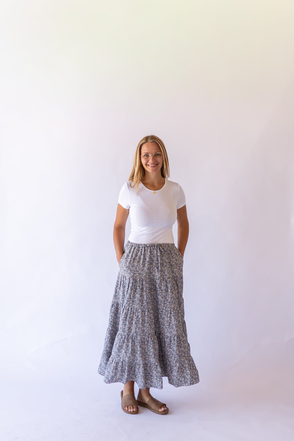 Mabel Boho Tiered Skirt-Blue