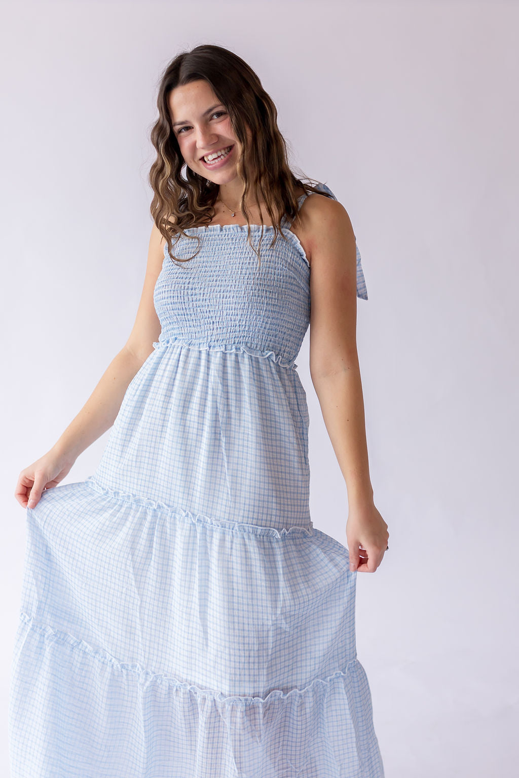 Serenity Gingham Sundress -Blue