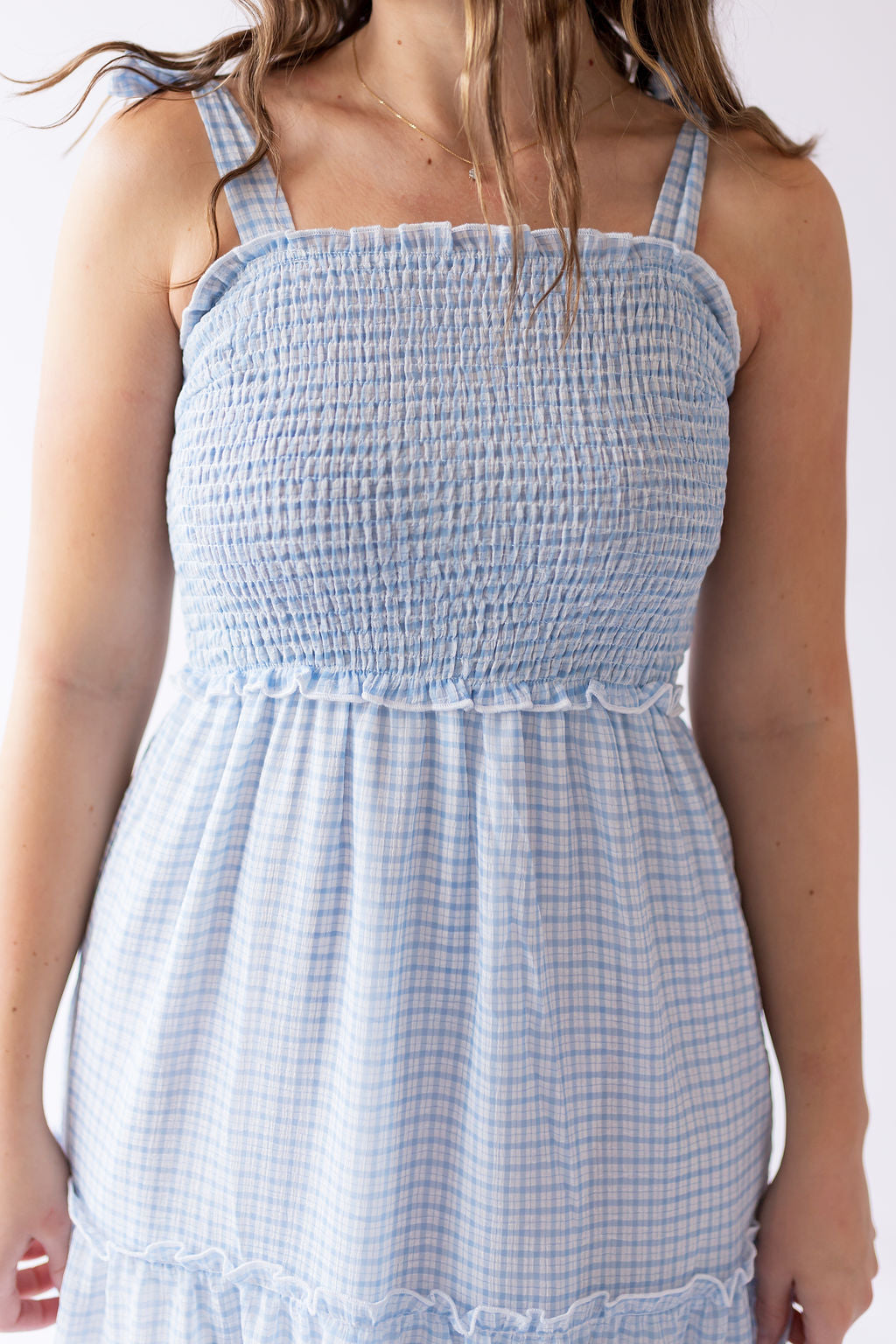 Serenity Gingham Sundress -Blue