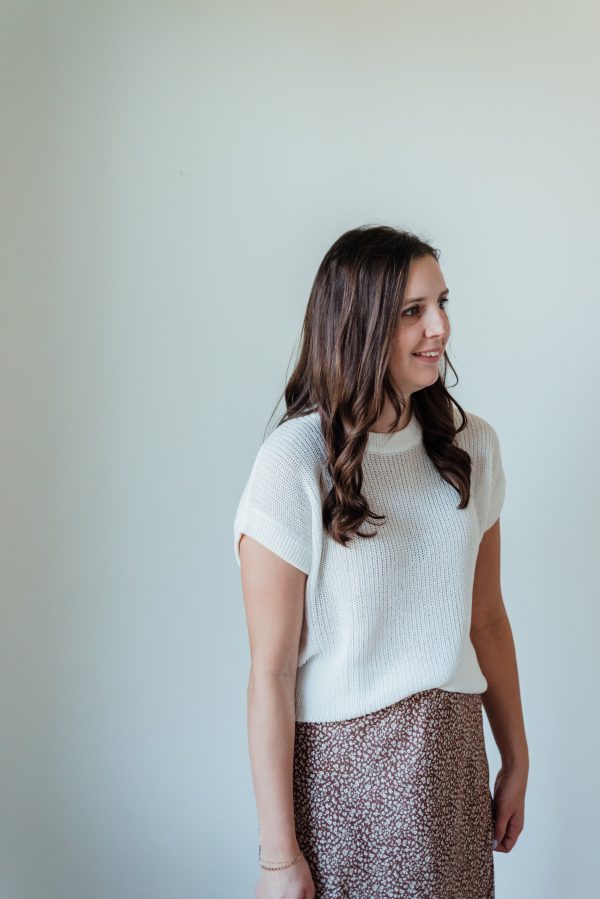 Sheer Knit Sweater Top -White - Image 2