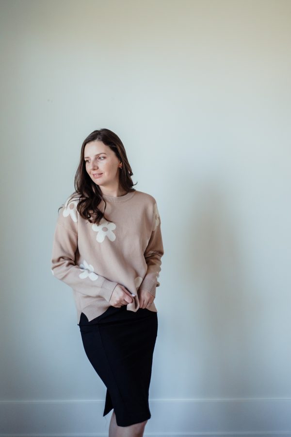 Taupe Floral Sweater - Image 2