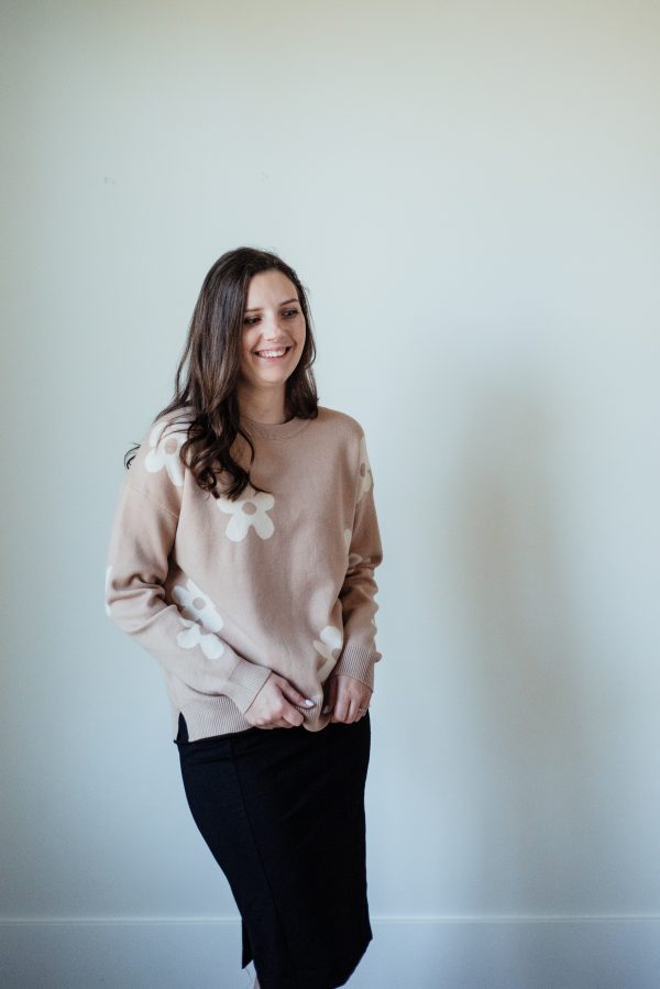 Taupe Floral Sweater - Image 3