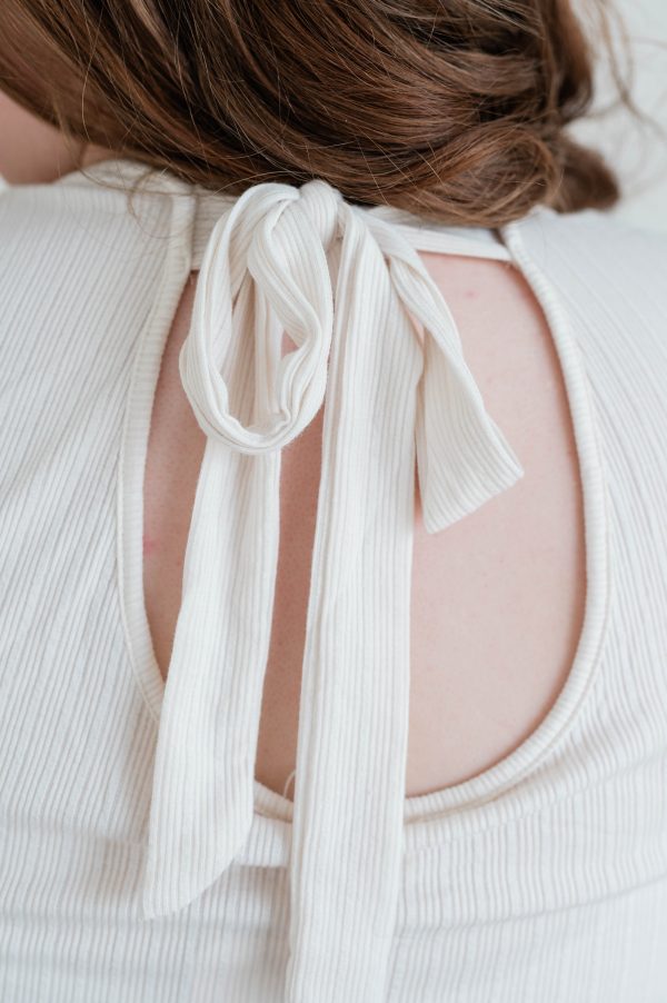 Scoop Neck Tie Detail Bodysuit Top -Plus - Image 2