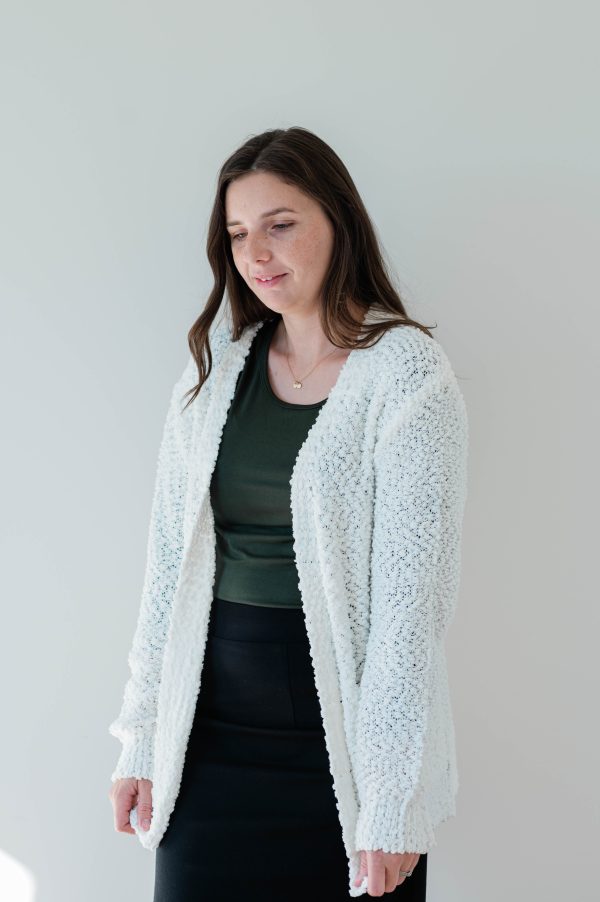 Popcorn Knit Cardigan -Ivory - Image 2