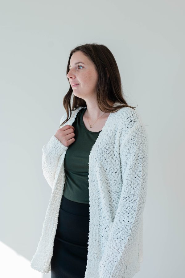 Popcorn Knit Cardigan -Ivory - Image 4