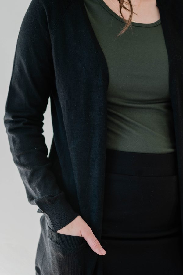 Open Sweater Cardigan - Black - Image 2