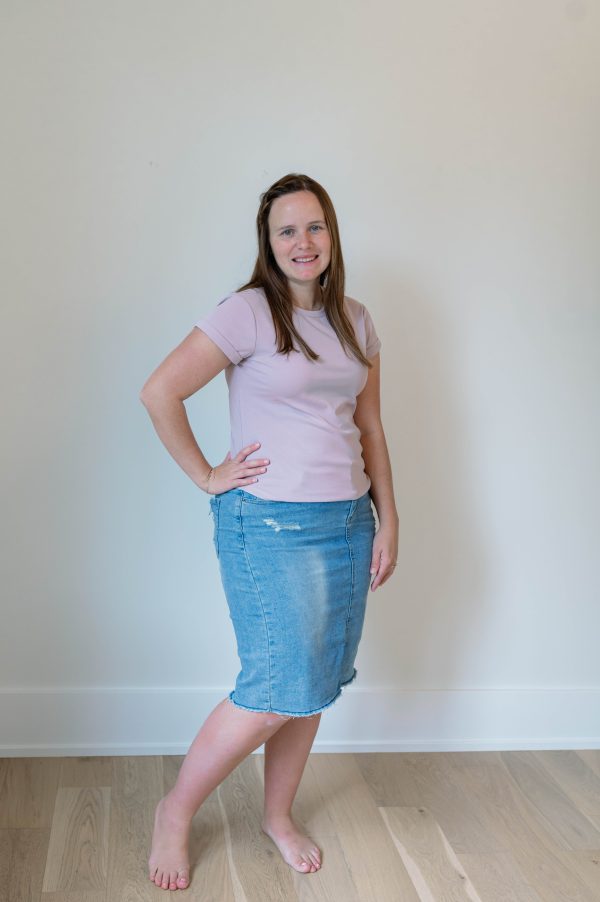 Short Sleeve Basic Tee -Lavender - Image 2