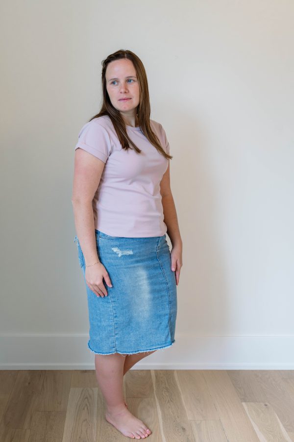 Short Sleeve Basic Tee -Lavender - Image 4