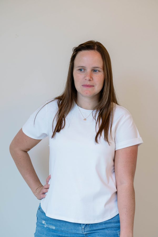 Short Sleeve Basic Tee -White - Image 2