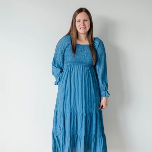 Long Sleeve Tiered Maxi Dress - Navy