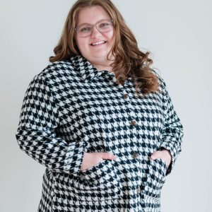 Houndstooth Coat Black -Plus