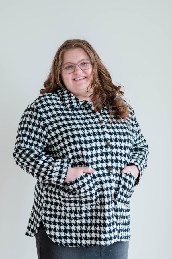 Houndstooth Coat Black -Plus
