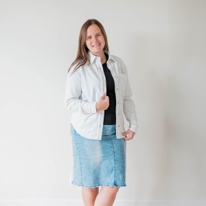 Button Down Shacket Gray