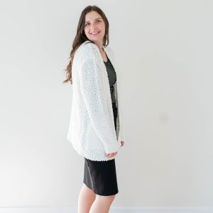 Popcorn Knit Cardigan -Ivory